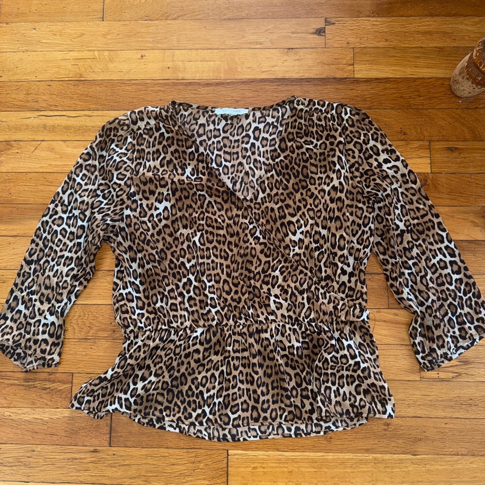 White House Black Market Leopard Print Blouse